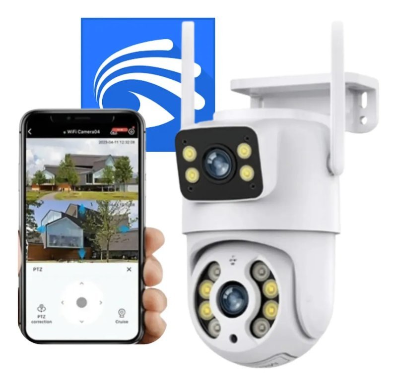 Câmera de Segurança Dupla IP Wi-Fi Externa 6MP com App Yoosee