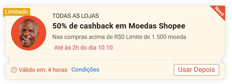 Cupom Shopee com 50% de cashback