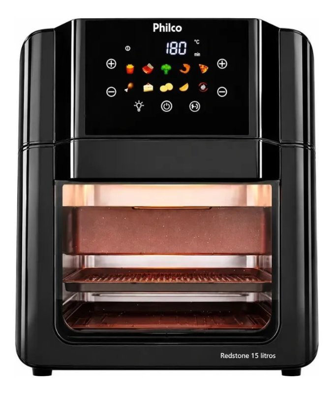 Fritadeira Air Fryer Oven Philco PAF15C 15 Litros Redstone 10 Funções Preta com Luz Interna