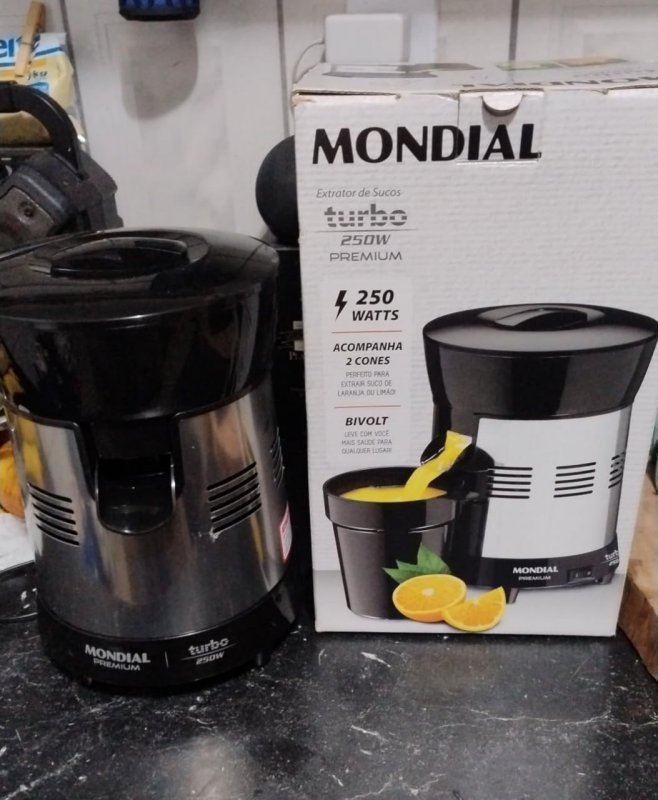 MONDIAL Extrator de Sucos Turbo Premium Preto/Inox, 250W, Bivolt