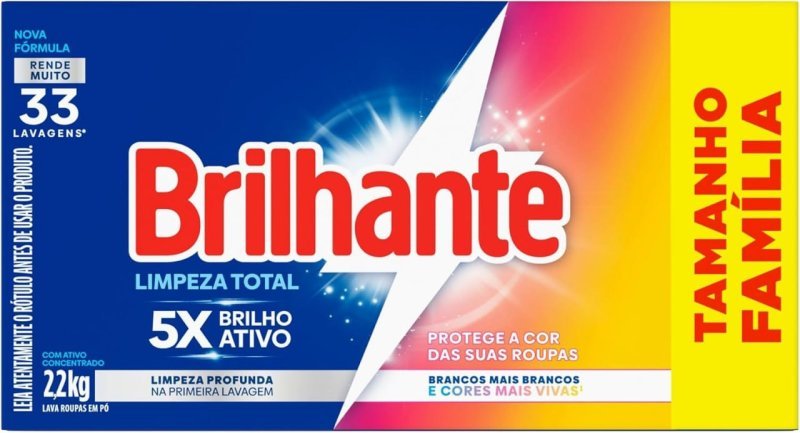 10x Brilhante Limpeza Total Sabão Em Pó 2 2Kg