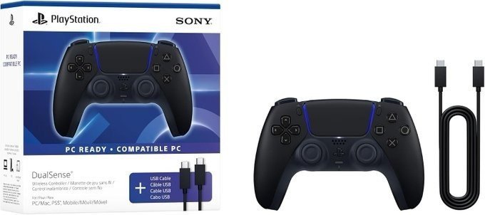 Controle DualSense Sem Fio - Midnight Black + Cabo USB + Frete Grátis