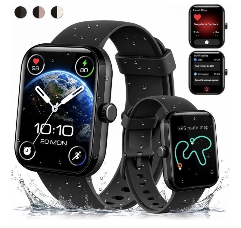Relógio Smartwatch FORESTORY Inteligente Tela 1.83 Bluetooth IP68