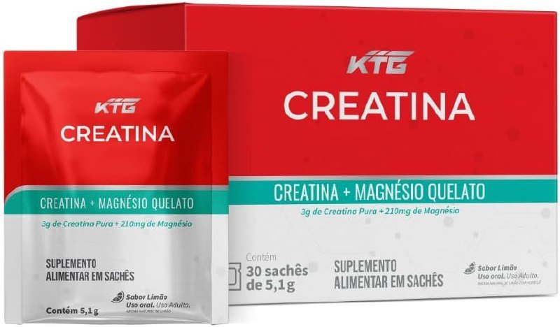 Katiguá, Creatina pura + Magnésio Quelato, Sabor Limão, 30 Sachês, 5,1 Gramas