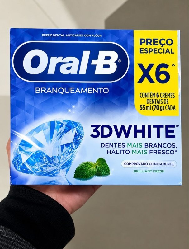 Oral-B Pasta de Dente 3D White Brilliant Fresh, 6 Unidades de 70 g