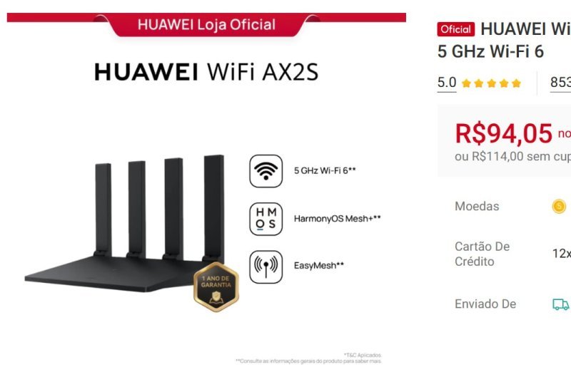 Roteador HUAWEI WiFi AX2S