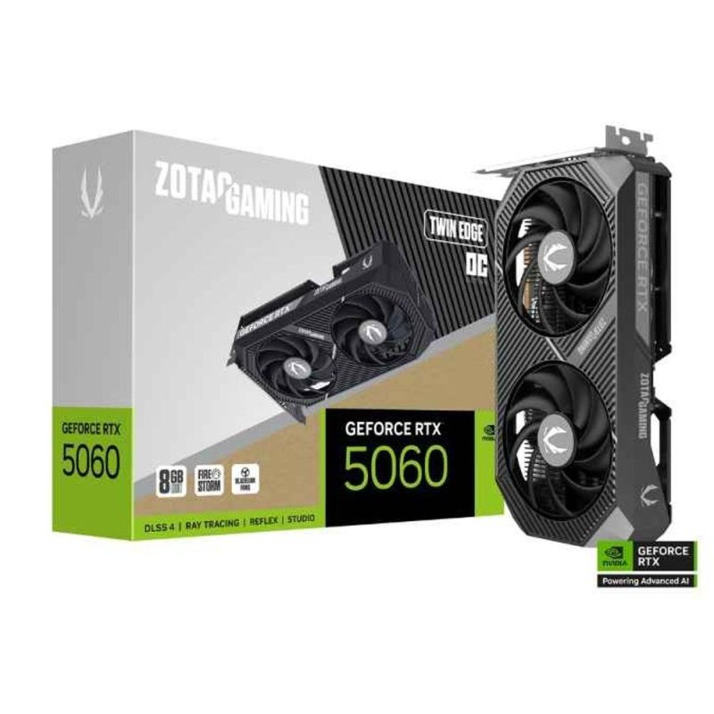 Placa de Vídeo NVIDIA GeForce ZOTAC Gaming RTX 5060 8GB Twin Edge OC GDDR7 128BITS ZT-B50600H-10M