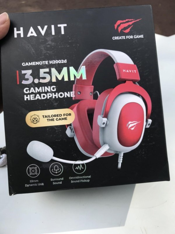 Fone de Ouvido Havit Headphone H2002d - Vermelho e Branco