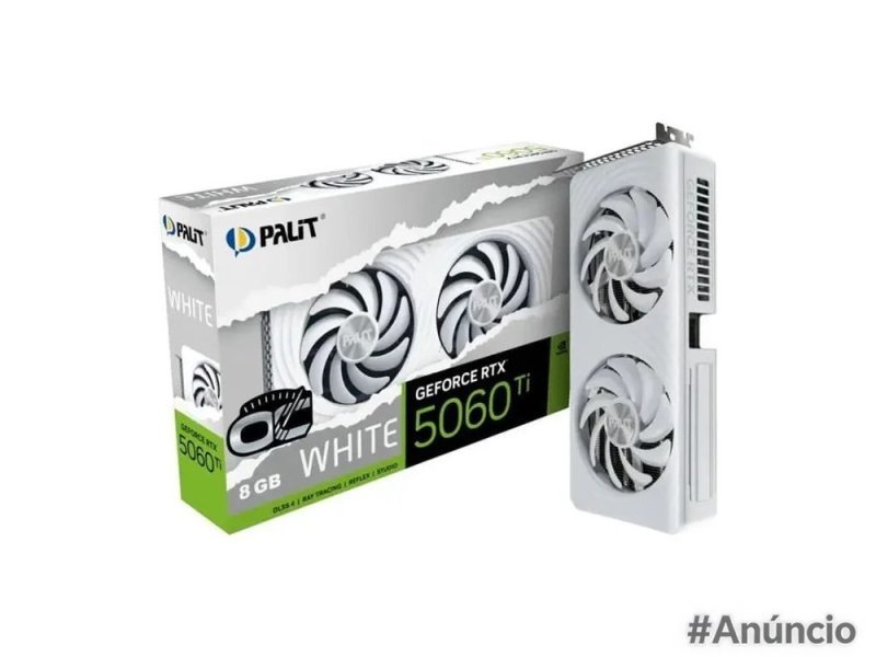 Placa De Video Palit Geforce RTX 5060 Ti White Oc 8GB Gddr7 128 Bits - Ne7506tu19p1-gb2062m