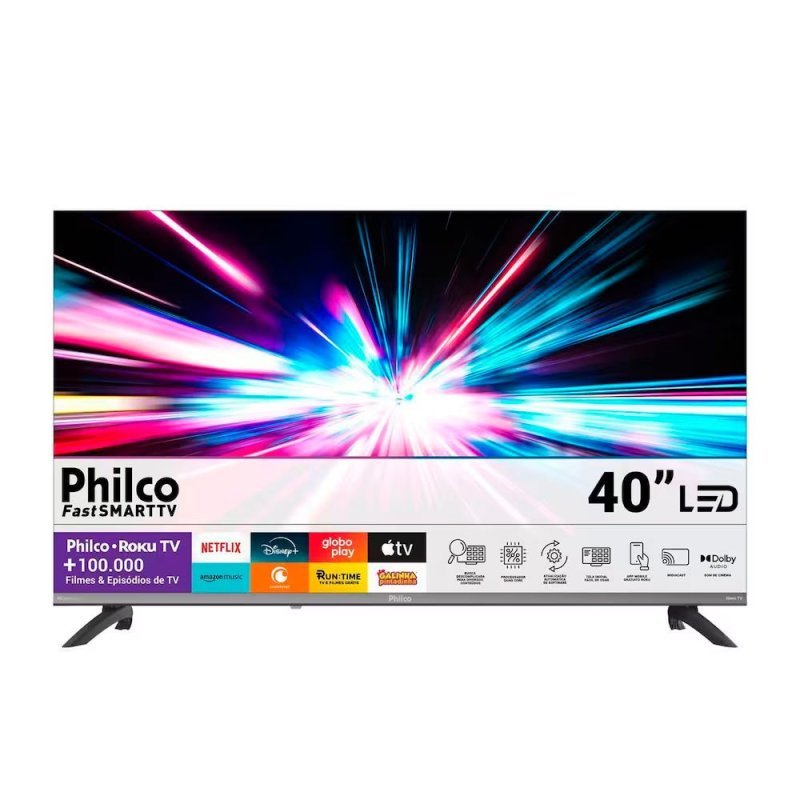 Smart TV 40 Full HD P40CRA Roku TV HDR10 Dolby Audio Philco
