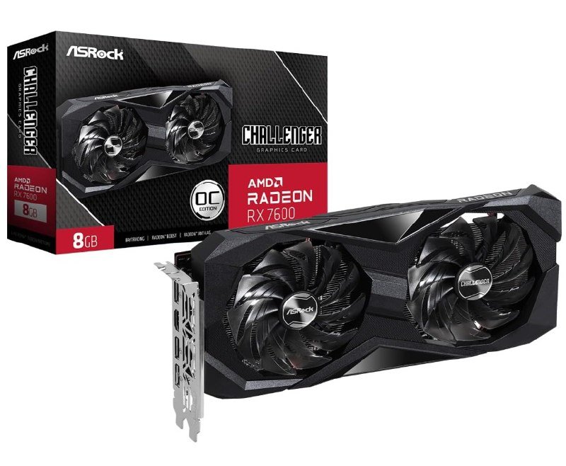 Placa de Vídeo ASRock Radeon RX 7600 Challenger OC, 8GB, GDDR6, 128-Bit, Preto