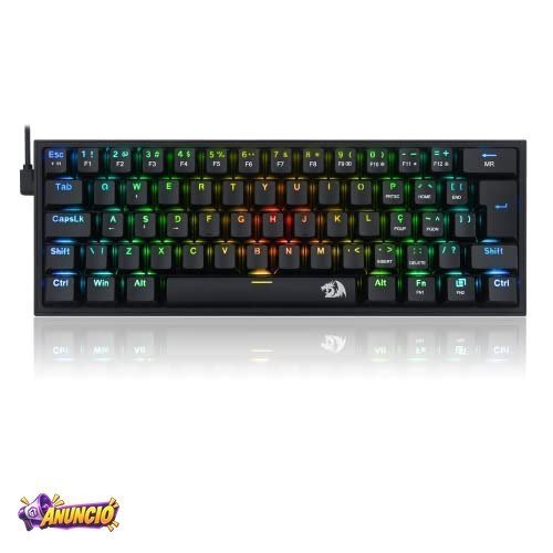 TECLADO MECÂNICO GAMER REDRAGON FIZZ RGB PRETO SWITCH MARROM K617-RGB-B (PT-BROWN)