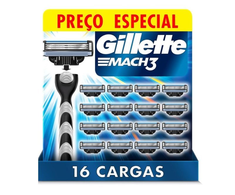 Gillette Mach3 Carga para Aparelho de Barbear 16 Unidades