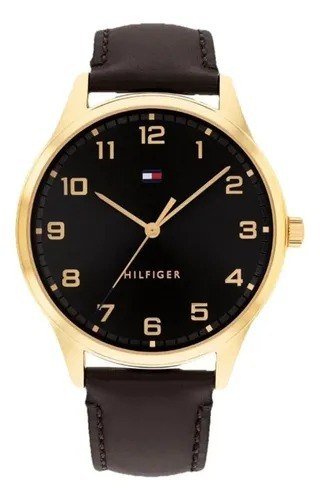 Relógio Tommy Hilfiger Th Essentials Masculino Em Couro Pret Preto
