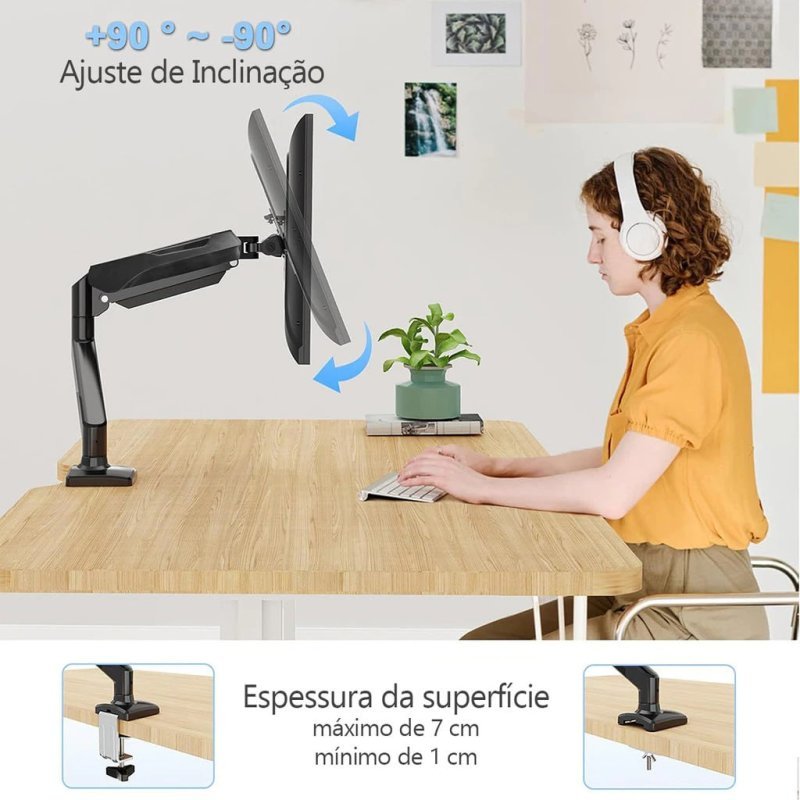 Suporte Articulado de Mesa para Monitor Compatível Com Telas de Até 32 Polegadas Fitter
