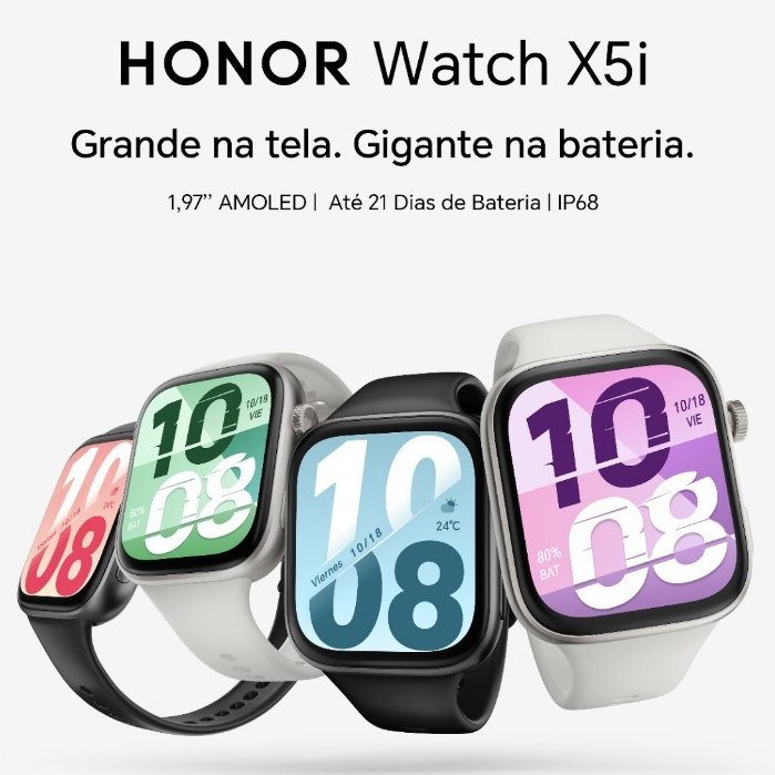 Relógio Smartwatch Honor watch X5i Tela Amoled 1.97 Com Bluetooth Bateria 420 mAh Original