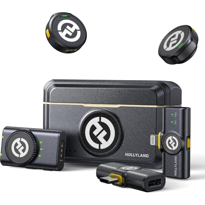 Microfone Lapela Bluetooth sem fio Hollyland Lark M2 Versão Lighting USB-C Câmera Combo Duo Original