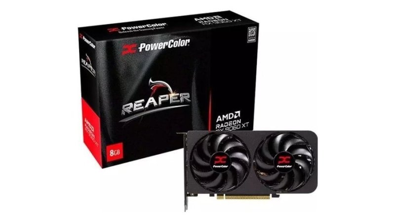 Placa de Video PowerColor Radeon RX 9060 XT Reaper, 8GB, GDDR6, 128-bit, RX9060XT-8G-A