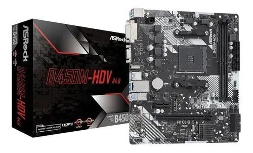 Placa Mãe Asrock B450m-hdv R4.0 B450 Amd Am4 Matx Ddr4 Preto