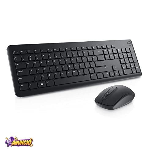 Combo Teclado e Mouse Sem Fio Dell KM3322W 1858, Receptor USB 2,4 GHz