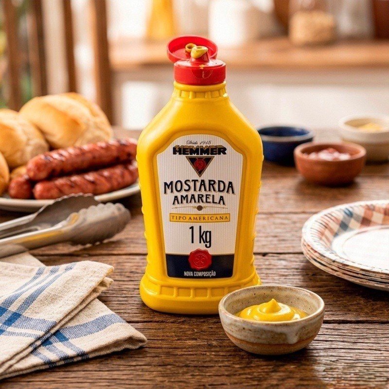 Hemmer Mostarda Amarela Americana Squeeze 1kg + Frete Grátis