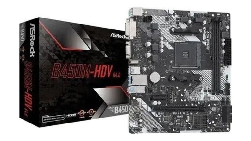 Placa Mãe Asrock B450m-hdv R4.0 B450 Amd Am4 Matx Ddr4 Preto