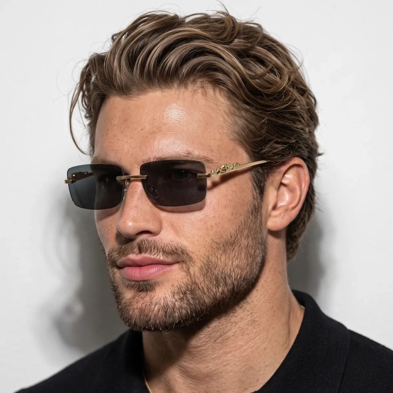 Óculos De Sol Retangular Masculino Hype Moda Tigre