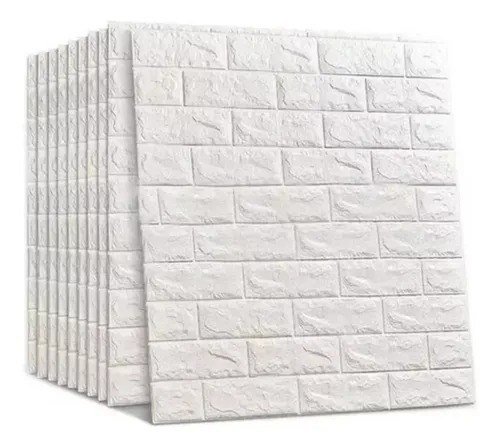 Kit 10 Placas Adesiva 3d Tijolinho Revestimento Parede 70x38 Branco
