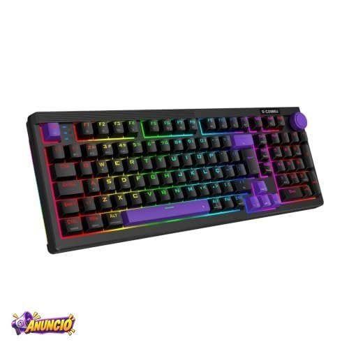 Teclado Mecânico Sem Fio 101 Teclas, RGB, Bluetooth e 2.4G