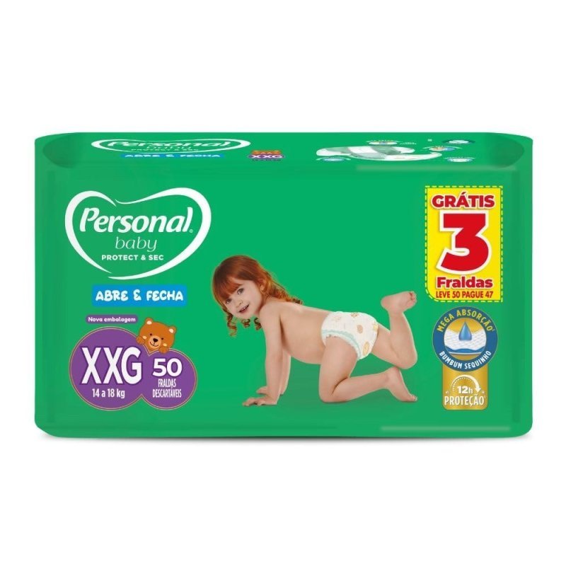 Personal Fralda Soft & Protect Hiper Xxg, 50 Unidades
