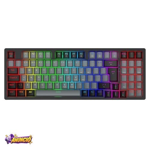 Teclado Mecânico Gamer com Fio 95 Teclas, RGB com 20 Modos de Iluminação, Switch Vermelho Hot Swap, Anti Ghosting, Teclado Compacto USB para PC, Notebook, Windows e Mac (Cinza)