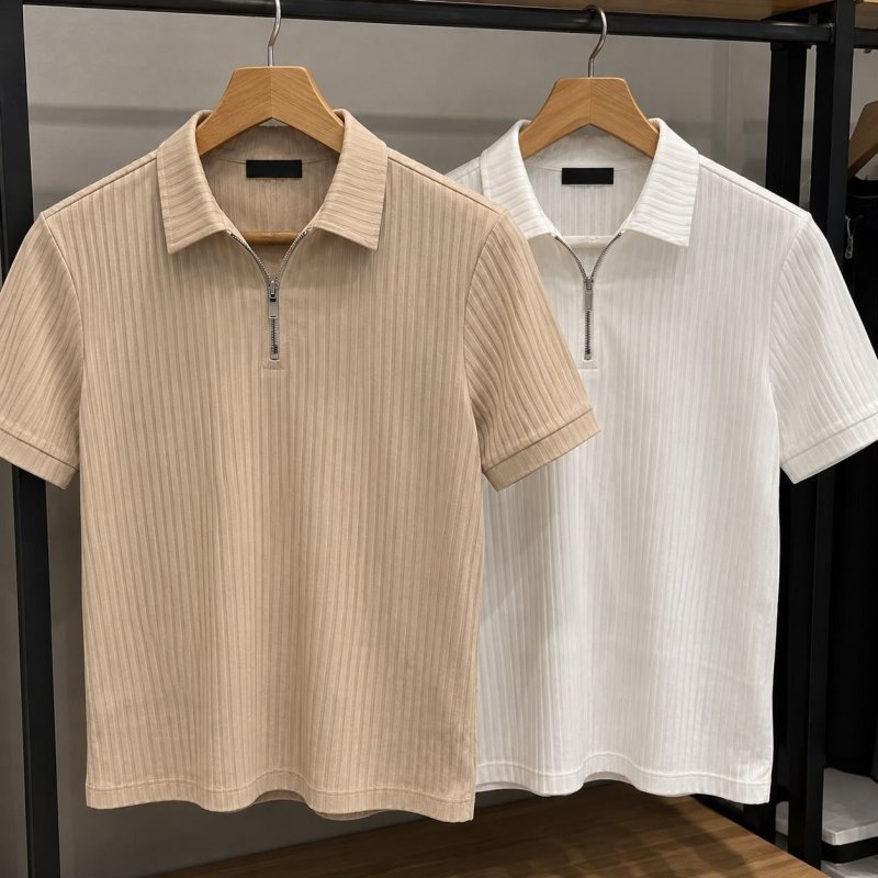 Kit 3 Camiseta Polo Manga Curta Com Zíper Masculina Canelada (M ao GG)