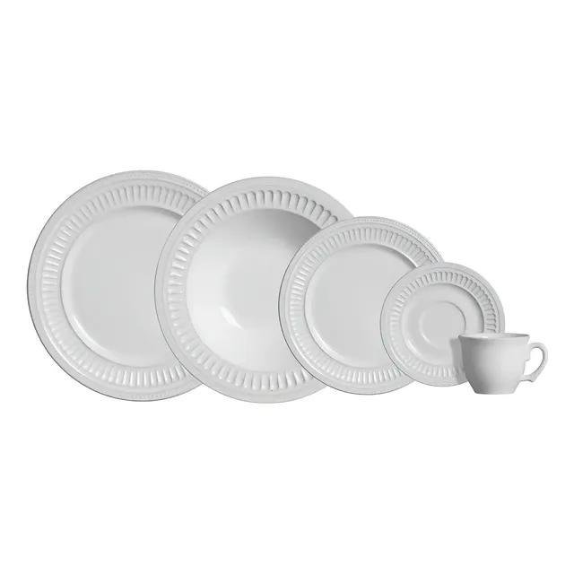 Aparelho de Jantar 20 peças Branco Poppy de Cerâmica - Scalla Cerâmica