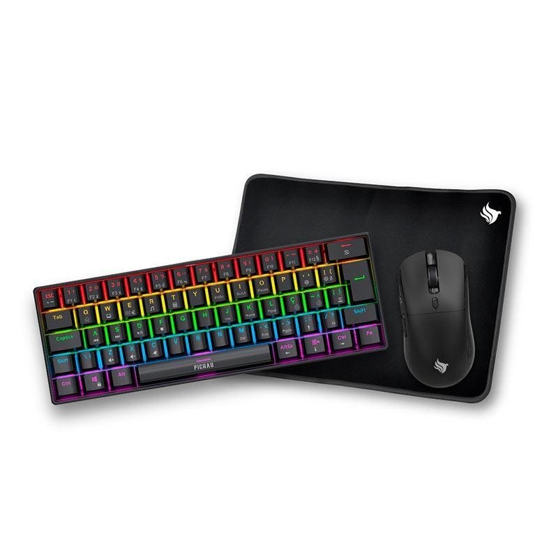 Combo Gamer Pichau NetunoLight3x1, Rainbow, Teclado Mecânico ABNT2, Mouse 4200DPI, Mousepad PG-NTNL-RBW01