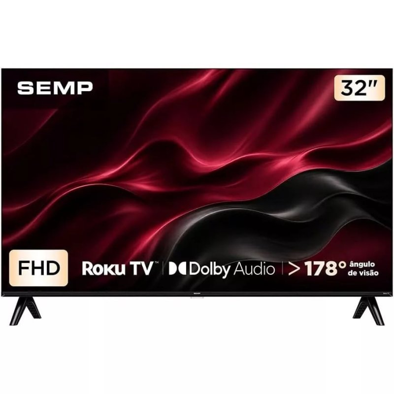 Smart Tv Semp 32" Full Hd Roku Tv + Fone Sem Fio
