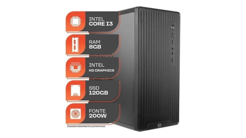 Pc Home Essential S, Intel Core i3, 8Gb De Ram, Ssd 120Gb