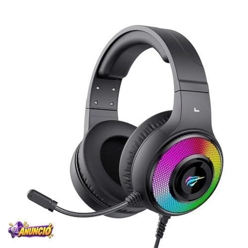Havit Headphone Fone de Ouvido H2042d Black, Gamer, com Microfone, Iluminação RGB, Falante 50mm, Plug 3,5 mm, Preto