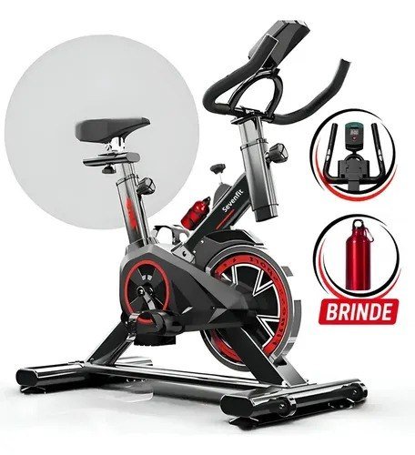 Bicicleta Ergométrica Bike Spinning 6kg Sensação Inércia Fitness Preto E Vermelho Sevenfit Para Cardio
