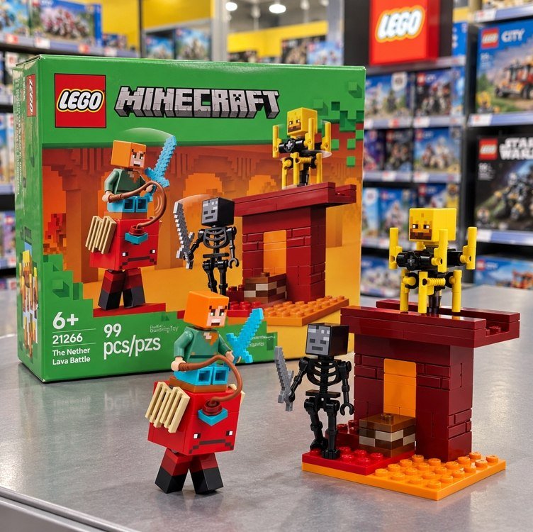 LEGO Minecraft A Batalha de Lava no Nether 21266 (99 Peças) + Frete Grátis