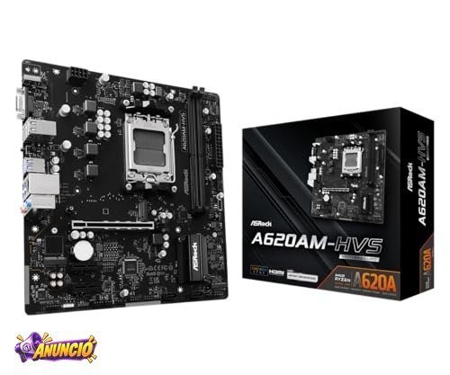 Placa Mãe Asrock A620AM-HVS (AM5/2xDDR5/HDMI/VGA/M.2/USB 3.2)