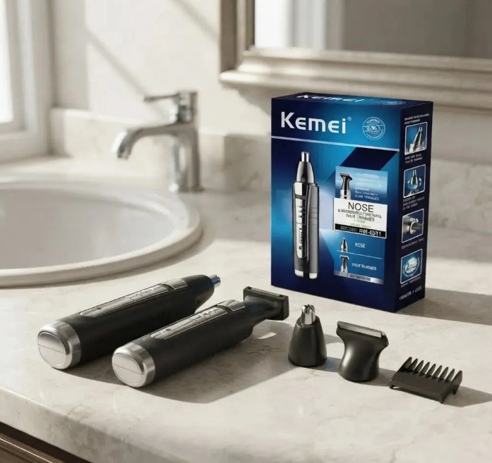 Aparador de Pelos Kemei KM-6511 Nariz Orelhas Sem Fio Preto