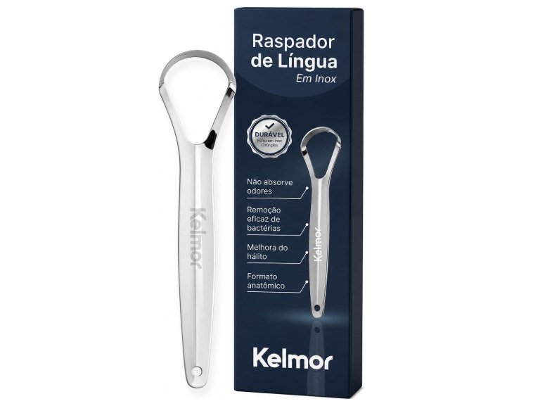 Raspador De Língua Inox Cirúrgico Limpador Bucal Profissional