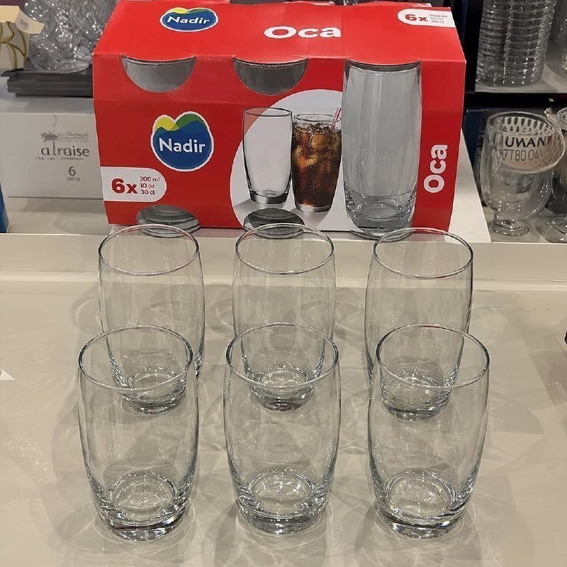 Kit 6 Copos Oca Nadir 300ml Vidro para Água e Suco + Frete Grátis