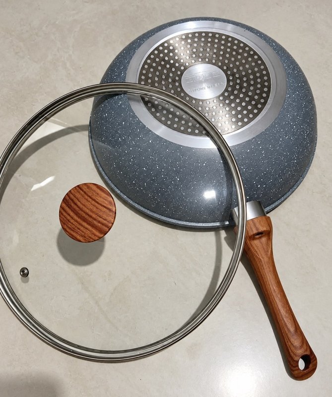 Frigideira Wok Antiaderente Cerâmica 28cm 4L com Tampa de Vidro