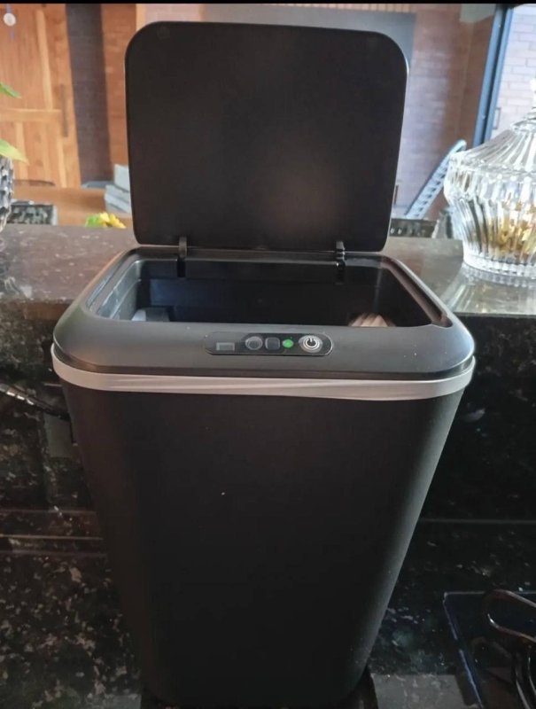 Lixeira Inteligente Sensor Automático 16l Cinza Smart Recarregável Para Banheiro E Cozinha