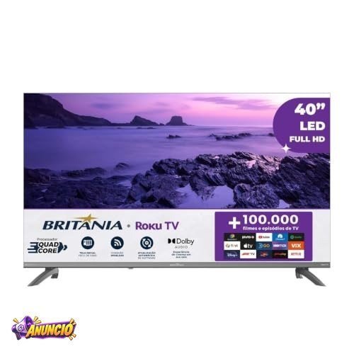 Smart TV 40" Britânia Roku TV HDR10 Dolby Audio B40CRA
