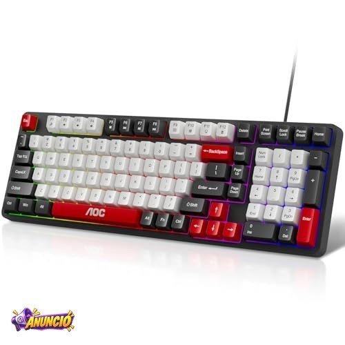 AOC GK116 Teclado com fio, Teclado Membrana Gamer RGB, Compatível com PC e Notebook, Jogo E Escritório