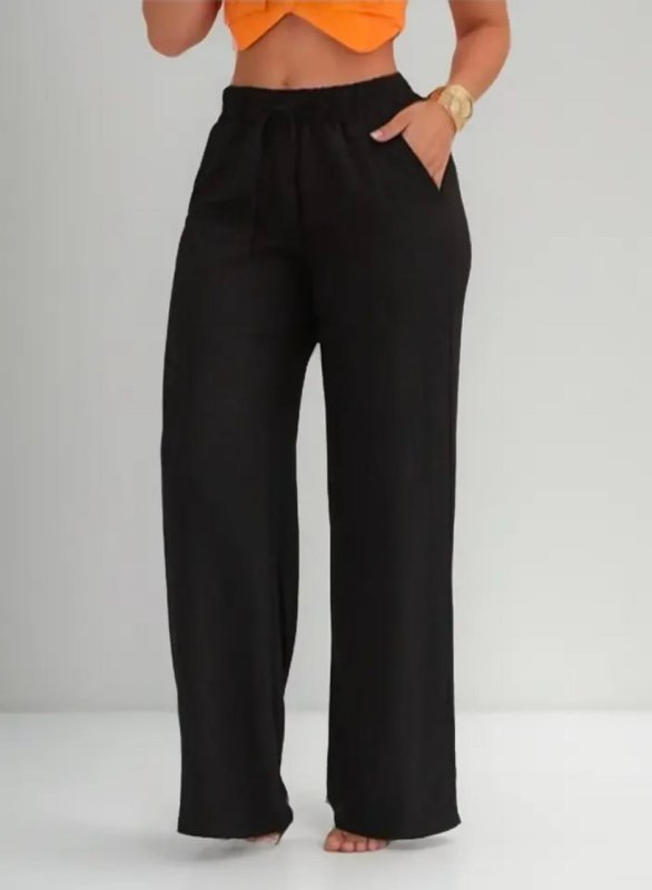 Calça Pantalona Wide Leg Duna Elastico Na Cintura