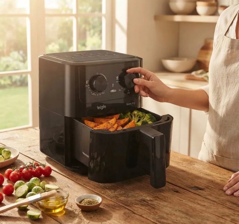 Fritadeira Elétrica Air Fryer Quad Fry 4,2 L,1400w Preto Elgin
