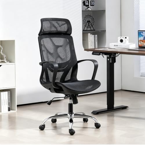 Cadeira de Escritório Ergonômica em Malha, Assento em Formato U, Altura Ajustável – Ideal para Escritório e Home Office (Preto)